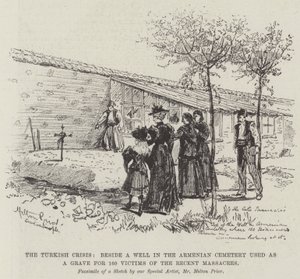 The Turkish Crisis, Beside a Well in the Armenian Cemetery Used as a Grave for 160 Victims of the Recent Massacres by Melton Prior
